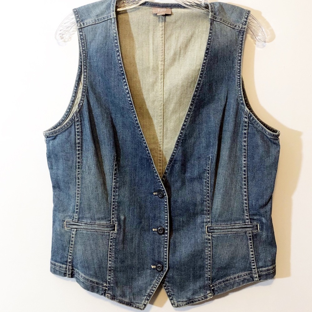 J. Jill denim vest distressed light wash medium